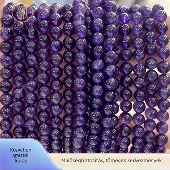 Természetes minőségű ametiszt kerek gyöngyök DIY karkötő- és nyaklánc készítéséhez, polírozott, méretek 4/6/8/10/12 mm, ékszer alkatrészek