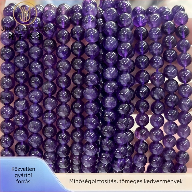 Természetes minőségű ametiszt kerek gyöngyök DIY karkötő- és nyaklánc készítéséhez, polírozott, méretek 4/6/8/10/12 mm, ékszer alkatrészek