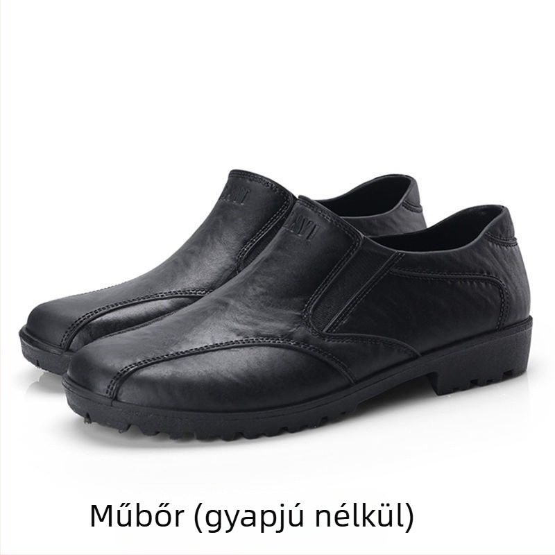 Férfiaknak szánt alacsony szárú esőcsizma fleece-béléssel, meleg, vízálló, csúszásmentes, kopásálló, műbőr hatású