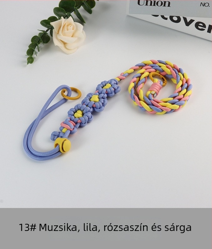 Jing Orange telefonnyaklánc szövött virág mintával, állítható, uniszex, kézzel készített, poliészter, műanyag csat