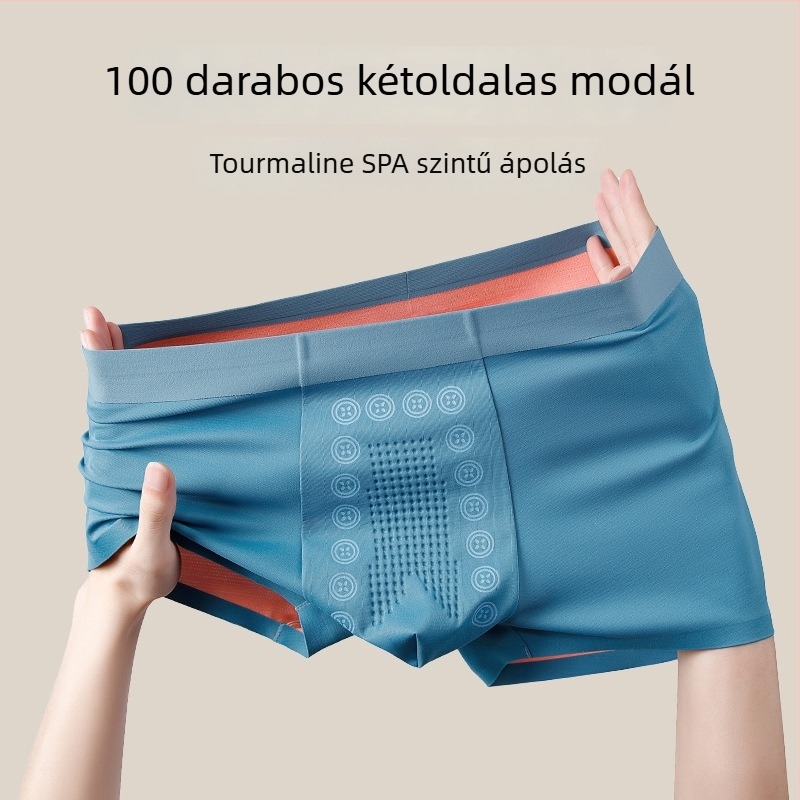 100S Modal férfi középmagas derekú, varrat nélküli, lélegző, antibakteriális boxer briefek negatív ionokkal