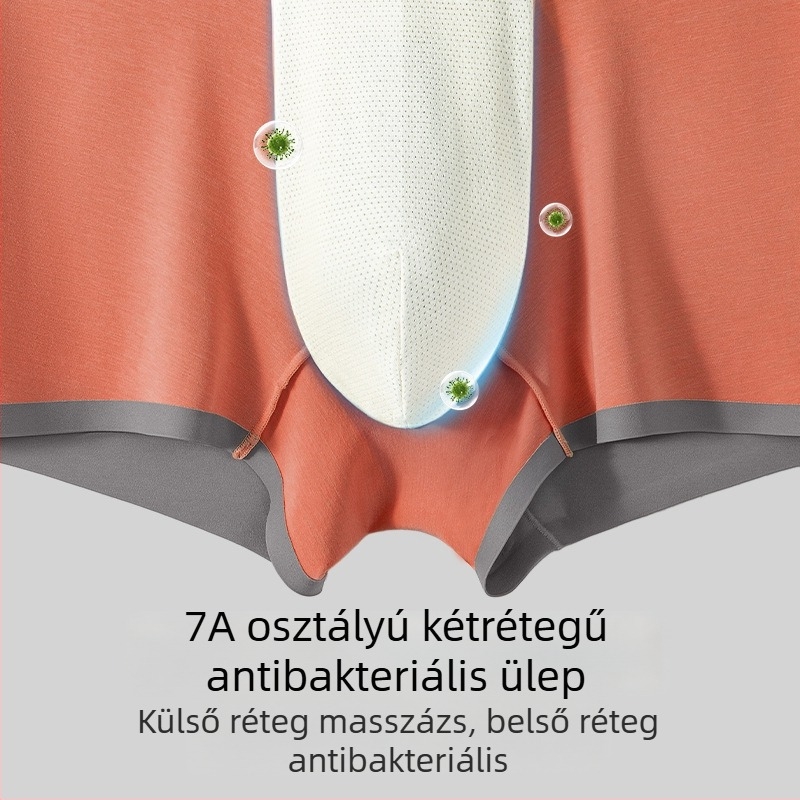 100S Modal férfi középmagas derekú, varrat nélküli, lélegző, antibakteriális boxer briefek negatív ionokkal