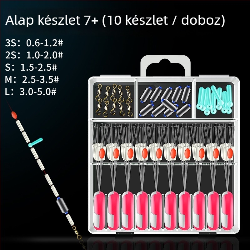 Szilikon úszóüléses horgász készlet, fő damillal és kis kiegészítőkkel