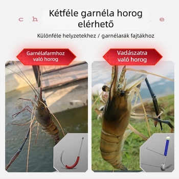 Rákfogó damilos készlet dupla horoggal, nylon damil – folyami rákhoz és garnéla halászathoz