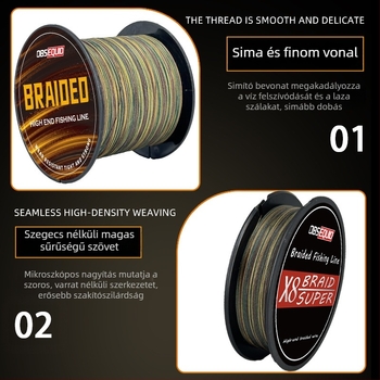 Horgász fő vonal — 8-szálas PE vonal, OBSEQUIO, 10–100 lb, tengeri horgászat