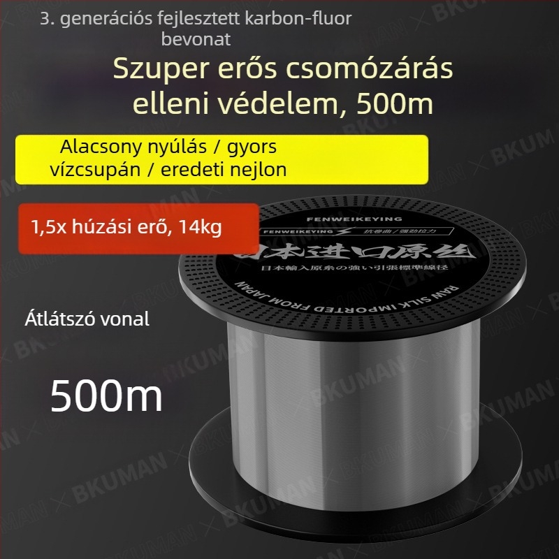 BKUMAN Nylon fő zsinór a halászathoz, 500 m, szakítószilárdság 1–30 kg, kopásálló