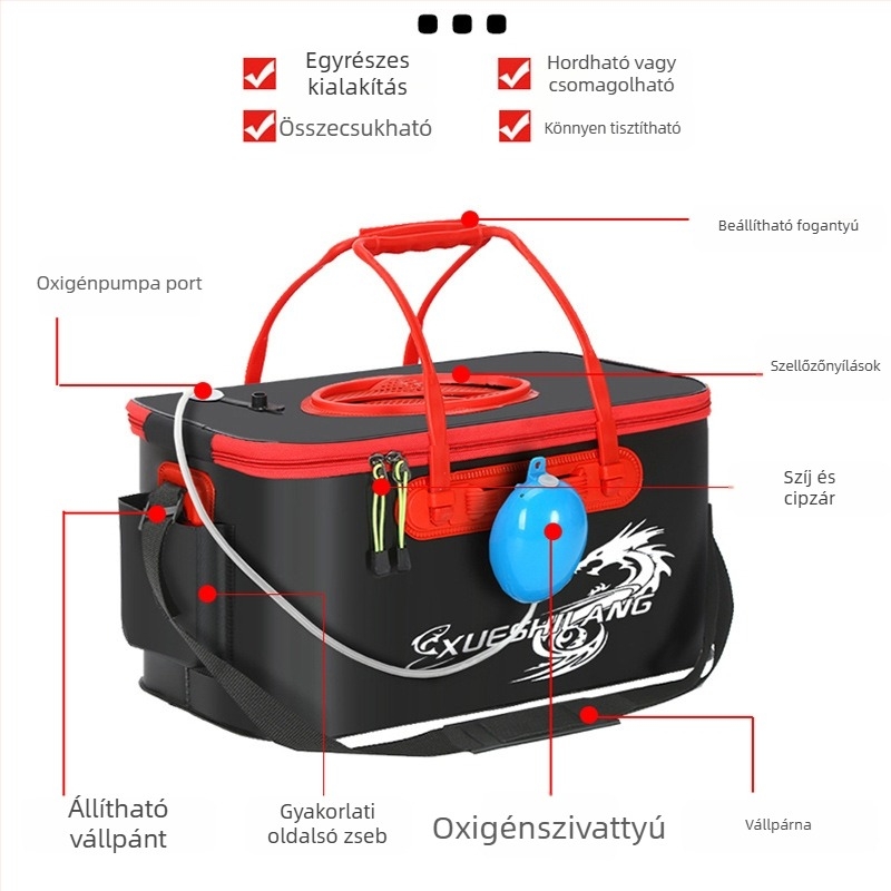 Eva halas tartály élőhalak számára - oxigénnel, egydarabos kialakítás, összecsukható, 500 g