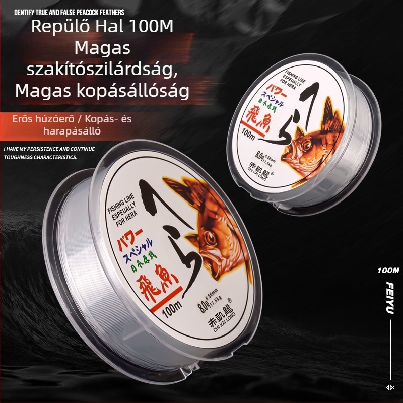 Nylon segéd horgász zsinór, erős szakítószilárdság, Red Kailong márka, 10 darabos csomag
