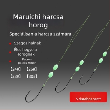 Harcsázó horogkészlet, hosszú nyéllel, tövises horogokkal nagy halakhoz