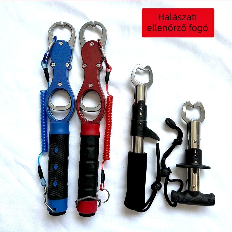 Forever good alumíniumötvözetű horgászcsipesz beépített mérleggel, hajtogatható műcsali csipeszek készlet