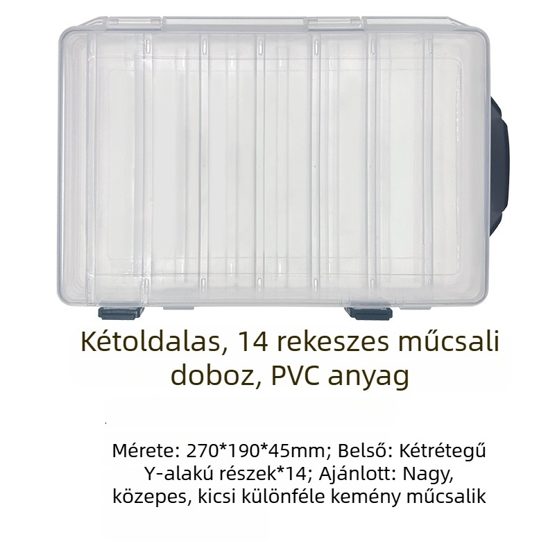 ABS műanyag csalidoboz, egyrétegű és kétszeres réteggel, kétoldalas, öt rekeszes