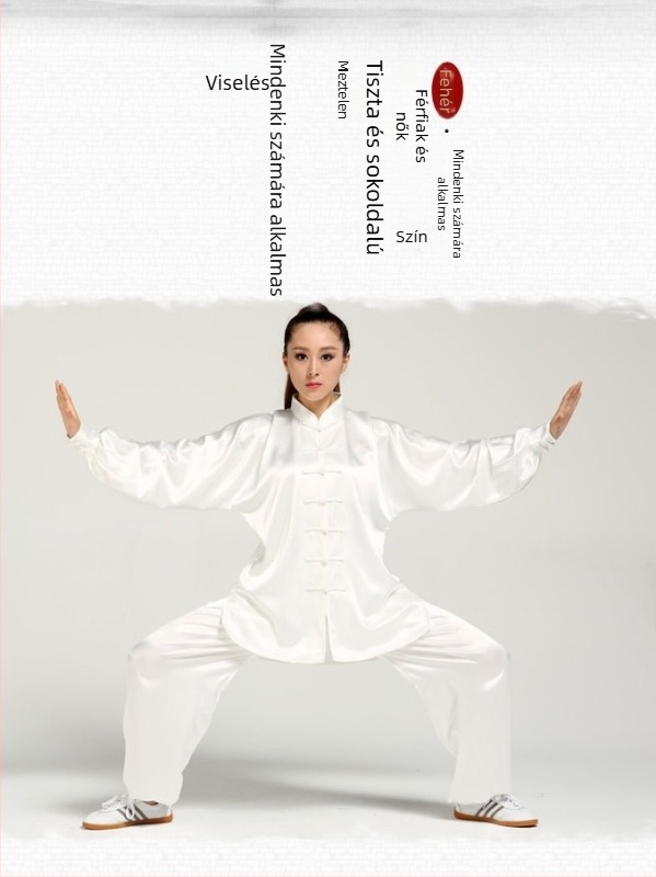Tai Chi gyakorlóruha, uniszex felnőtteknek; külső anyag: mesterséges selyem; bélés: mesterséges selyem; szövet összetétele: poliészter