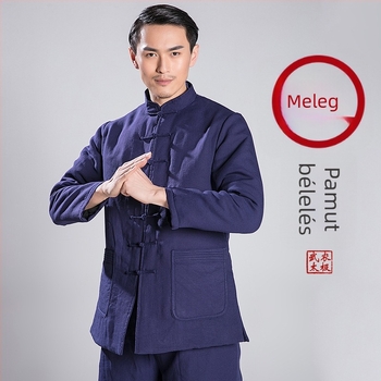 Uniszex Tai Chi ruházat lenvászonból pamut béléssel, egyszínű, felnőtteknek