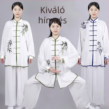 Hímzett Tai Chi egyenruha edzéshez, harcművészetekhez, uniszex, felnőttek számára, őszi reggeli gyakorlathoz