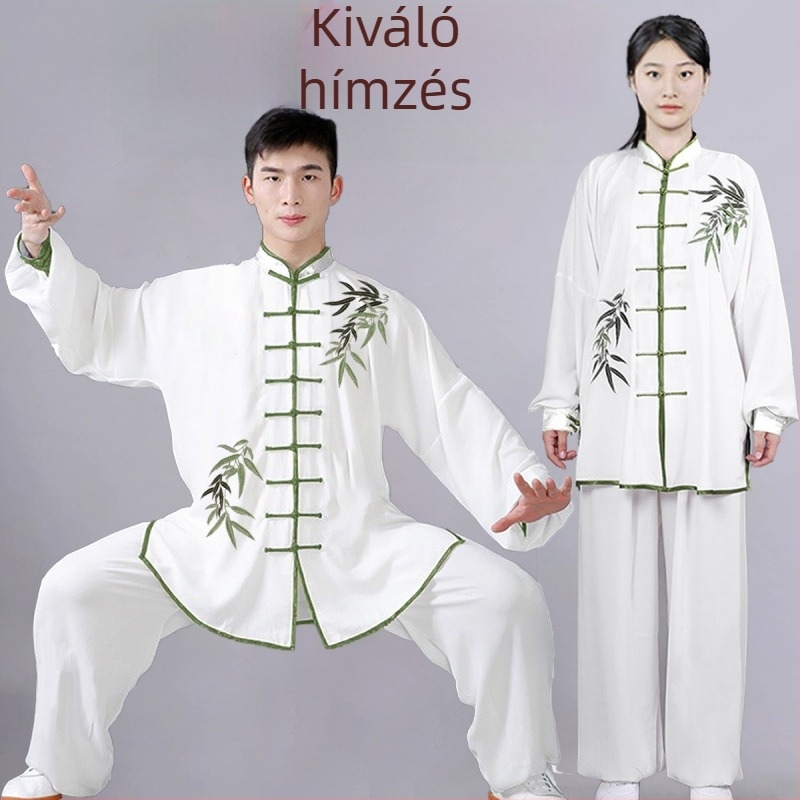 Hímzett Tai Chi egyenruha edzéshez, harcművészetekhez, uniszex, felnőttek számára, őszi reggeli gyakorlathoz