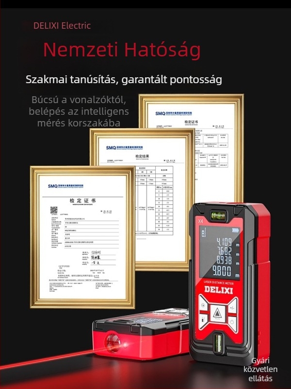 Delixi lézeres távolságmérő infravörös méréssel, hordozható, magas pontosságú, újratölthető elektronikus mérőeszköz helyiségek mérésére