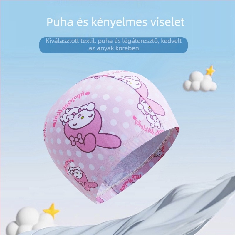 Gyerekeknek készült poliészteres, nyomtatott, rugalmas úszósapka, úszáshoz és vízi sportokhoz