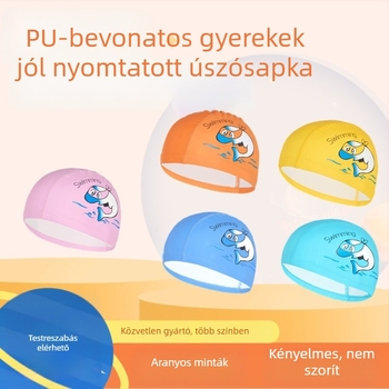 Gyerekeknek szánt úszósapka — Karikatúra minta, PU anyag, Waves strange márka, Alkalmas úszáshoz és sekély vízben való használatra