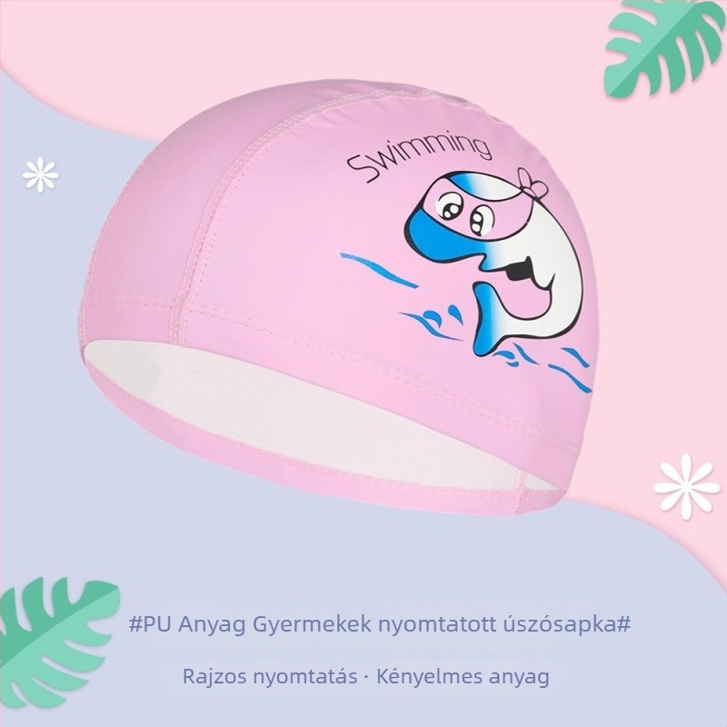Gyerekeknek szánt úszósapka — Karikatúra minta, PU anyag, Waves strange márka, Alkalmas úszáshoz és sekély vízben való használatra