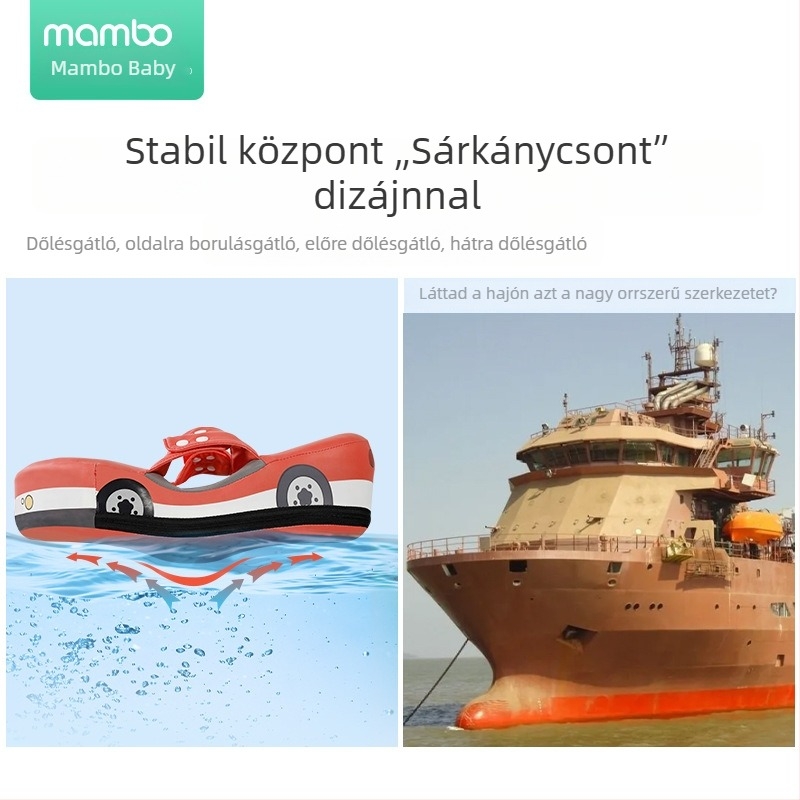 Mambobaby Nem Felfújható Babaúszó Gyűrű – Alkar Támogatással és Ülő Gyűrűvel, Karikatúra Mintával