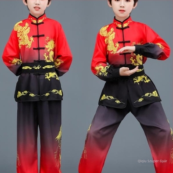 Gyermekek kung-fu előadásra szánt jelmez, kínai stílusú Tai Chi gyakorlóruha, uniszex, mintaszám 69850, lenvászon anyag