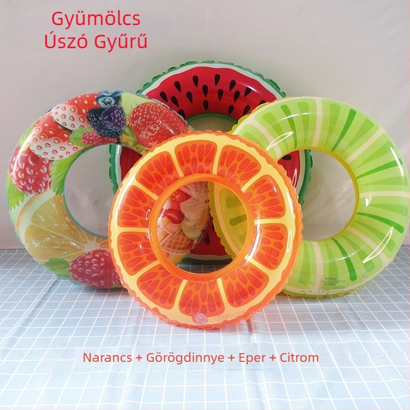 Gyerekeknek készült felfújható úszó gyűrű, kiwi dizájn, egyrétegű, hónaljhoz, PVC 0,18 mm