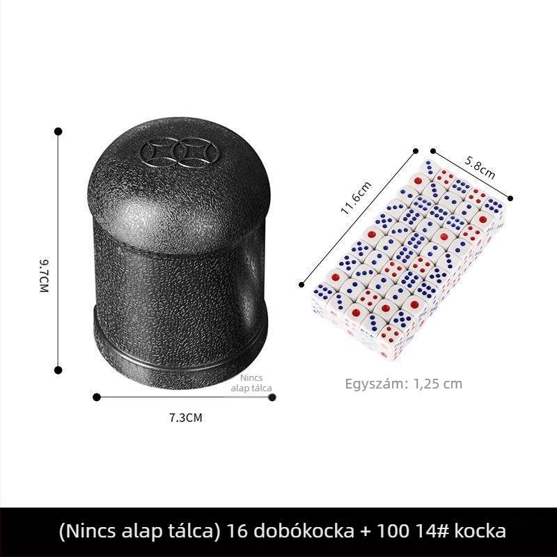 Dobókocka pohár készlet szitával, 1 mm chip specifikáció