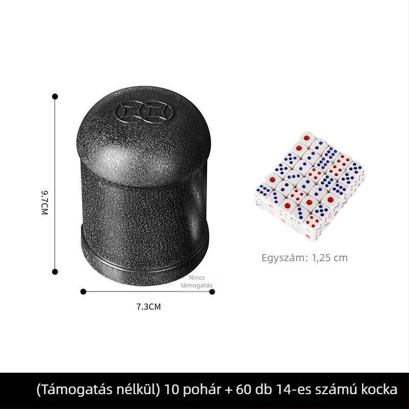 Dobókocka pohár készlet szitával, 1 mm chip specifikáció
