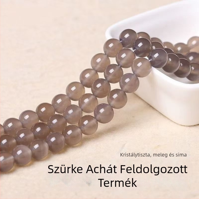 Fehér achát gyöngyök – félkész gyöngyök DIY karkötőkhöz