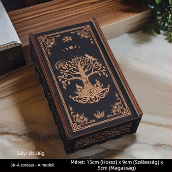 Tarot kártya tároló doboz — Faanyagból készült kártyatároló doboz társasjáték-kártyákhoz, 14+ éveseknek