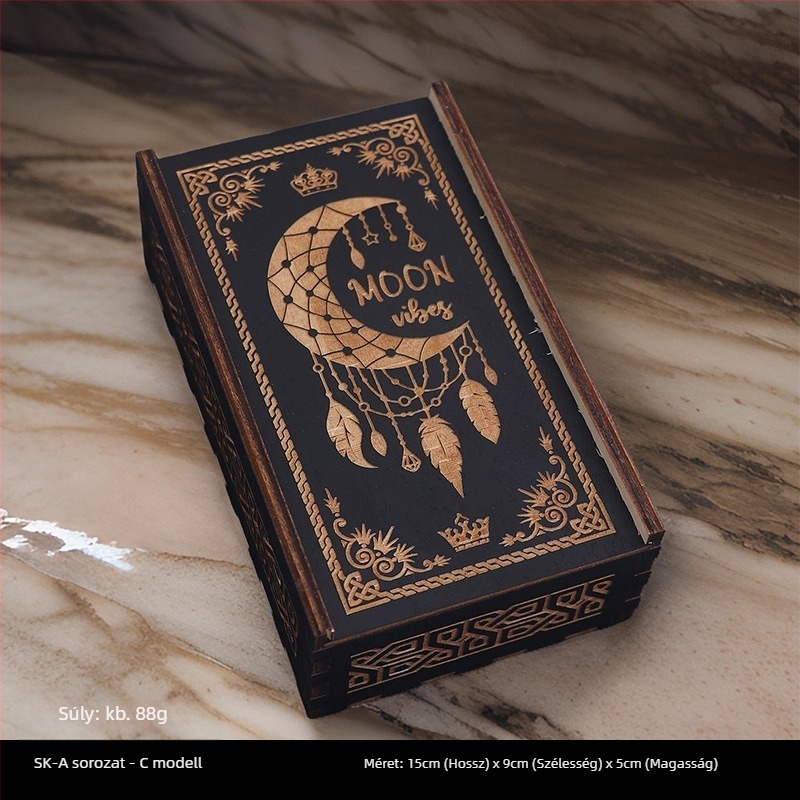 Tarot kártya tároló doboz — Faanyagból készült kártyatároló doboz társasjáték-kártyákhoz, 14+ éveseknek
