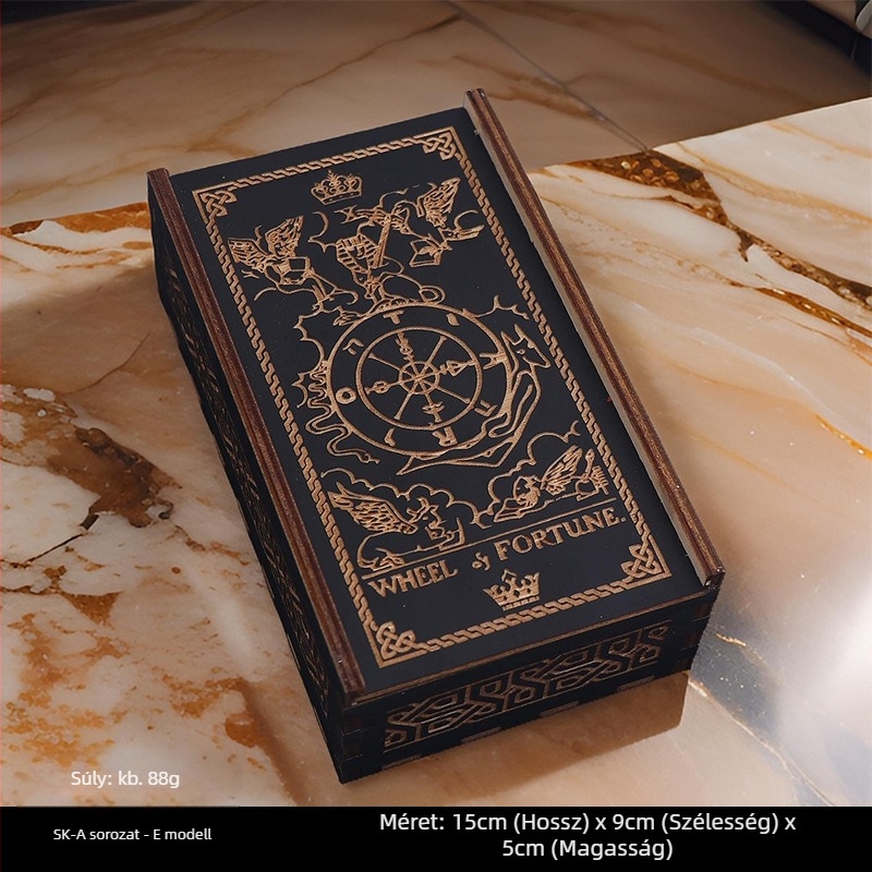 Tarot kártya tároló doboz — Faanyagból készült kártyatároló doboz társasjáték-kártyákhoz, 14+ éveseknek