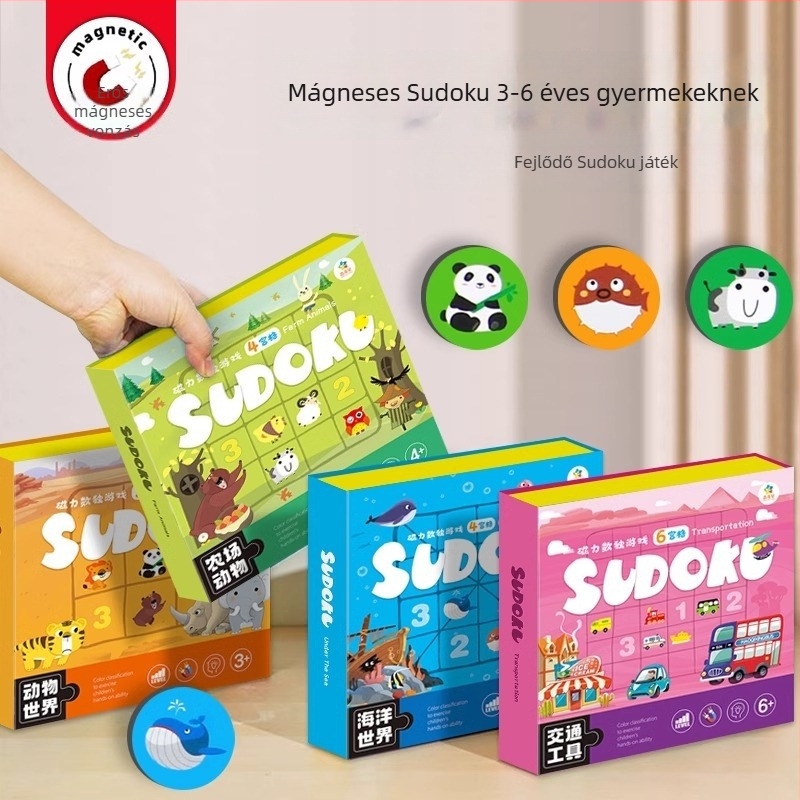 Mágneses Sudoku játék Baiwenxuan 4–6 éveseknek, puzzle és intellektuális fejlődés