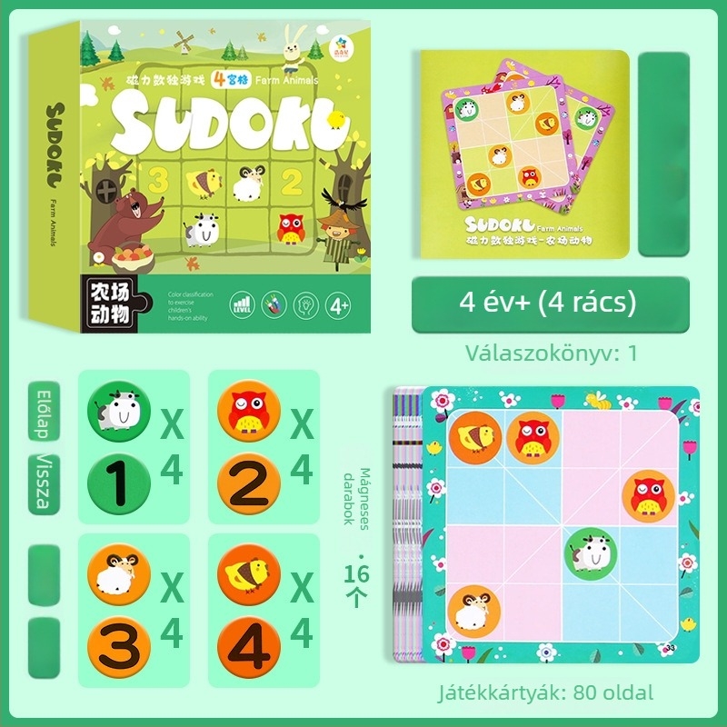 Mágneses Sudoku játék Baiwenxuan 4–6 éveseknek, puzzle és intellektuális fejlődés