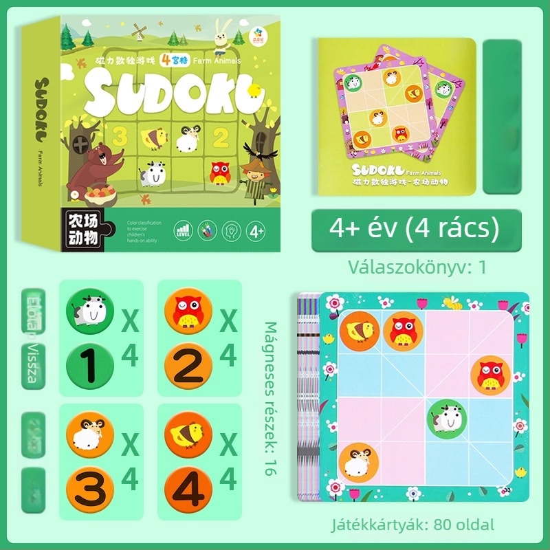 Mágneses Sudoku játék Baiwenxuan 4–6 éveseknek, puzzle és intellektuális fejlődés
