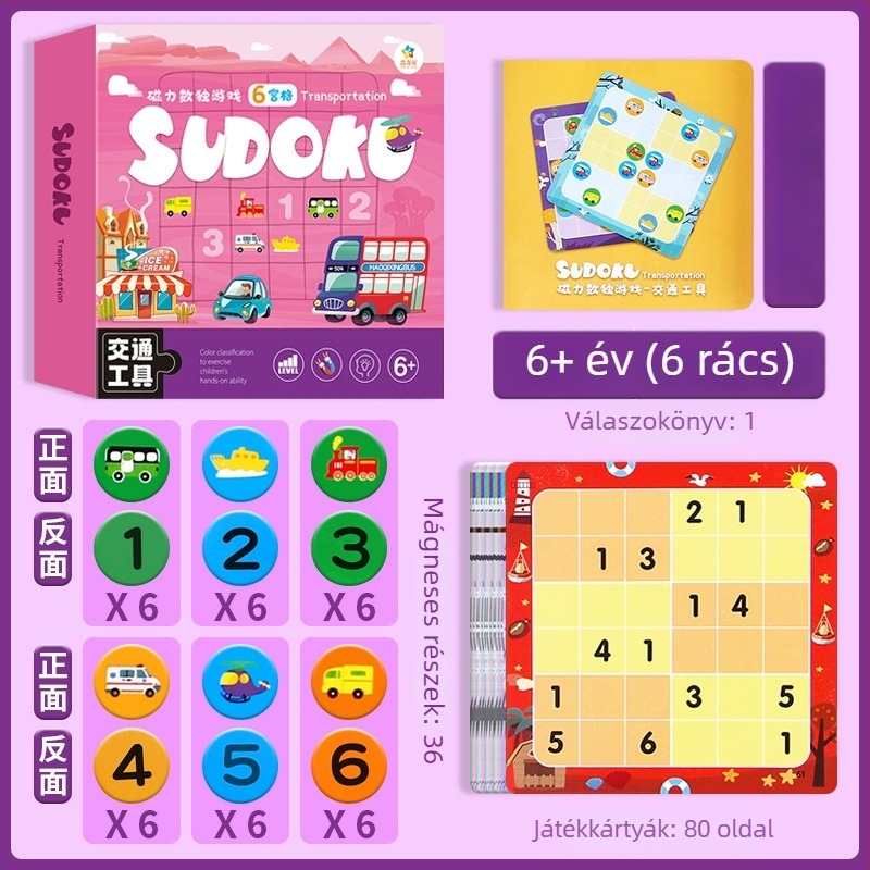 Mágneses Sudoku játék Baiwenxuan 4–6 éveseknek, puzzle és intellektuális fejlődés