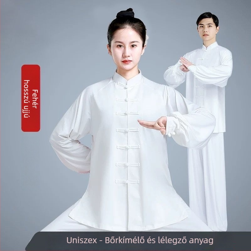 Női Tai Chi ruha – pamut-vinilon anyag (vinilon 81–90%), lenvászon bélés (81–90%), időseknek