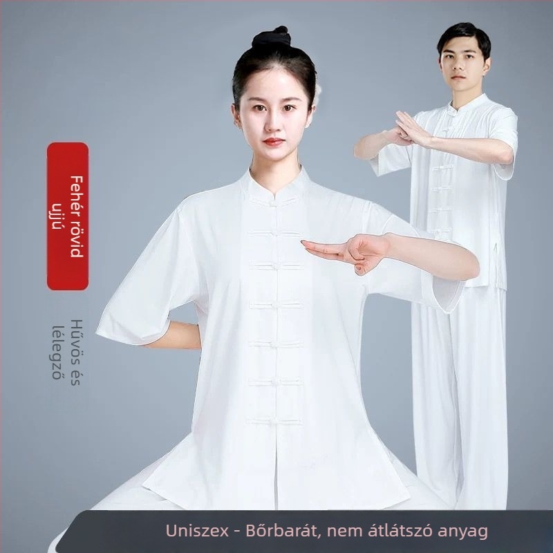 Női Tai Chi ruha – pamut-vinilon anyag (vinilon 81–90%), lenvászon bélés (81–90%), időseknek