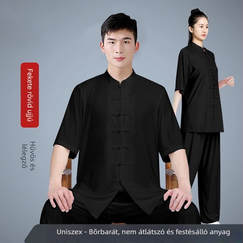 Női Tai Chi ruha – pamut-vinilon anyag (vinilon 81–90%), lenvászon bélés (81–90%), időseknek