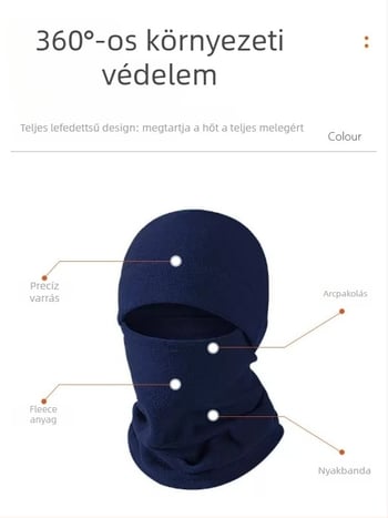 Jusuo kerékpáros maszk fleece-bélés HeatTech kapucnival, szélálló és meleg, egybe nyakvédő, poliészter