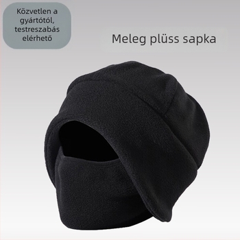 Fleece-ből készült kerékpáros maszk, szélálló és hidegálló, integrált maszkos sapka fülvédővel, uniszex