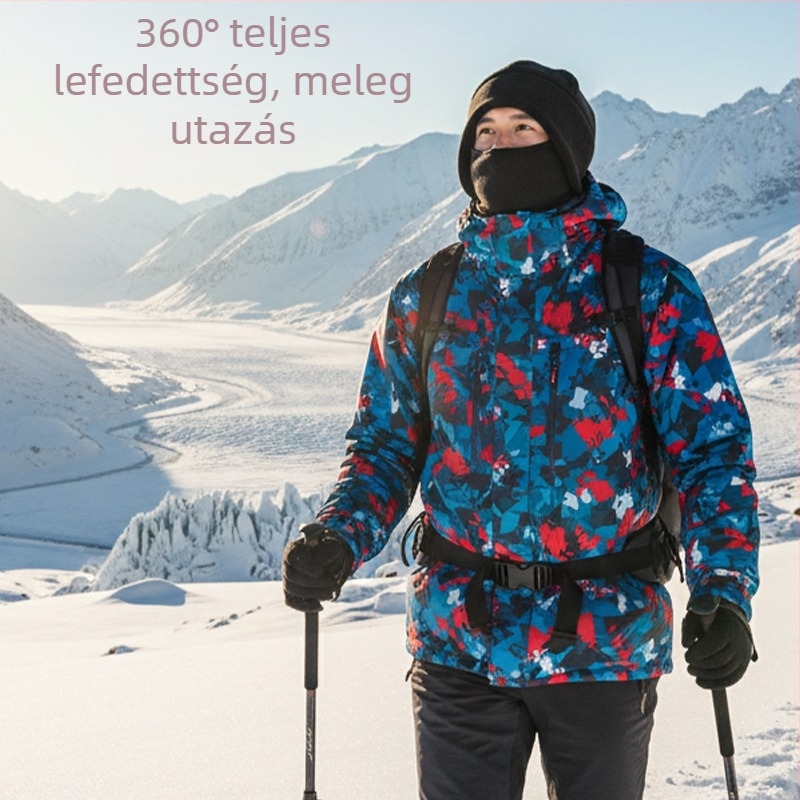 Fleece-ből készült kerékpáros maszk, szélálló és hidegálló, integrált maszkos sapka fülvédővel, uniszex