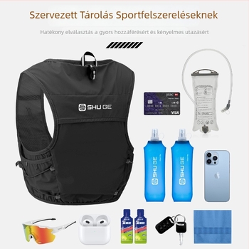 Sportos mellény hátizsák — ultrakönnyű, légáteresztő hátsó panel, lopás elleni zseb, bővíthető tárolókapacitás