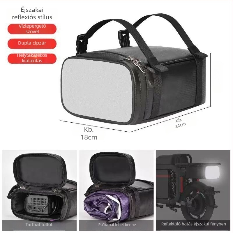 E-kerékpár oldaltáska, hátsó akasztós rekesz, univerzális, nagy kapacitású