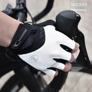 NUCKILY Fél ujjú kerékpáros kesztyű, vastag tenyérpad, csúszásmentes, ütéscsillapító, Nylon anyag