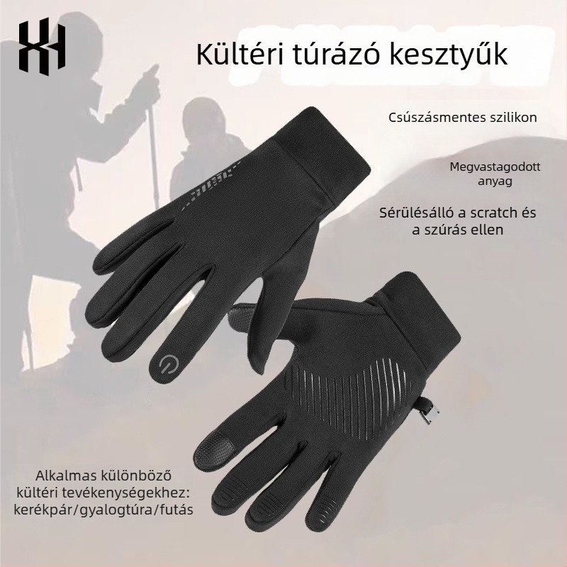 Uniszex kerékpár- és edzés kesztyű, poliészter, közepes vastagságú, osztott ujjak, Leapfrogger