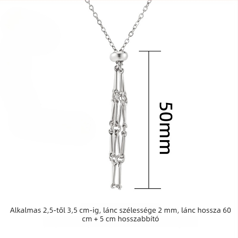 Rozsdamentes acél nyaklánc titán-acél medállal, geometriai hálós mintázat, kézzel készített lánccal, hossz 51-60 cm