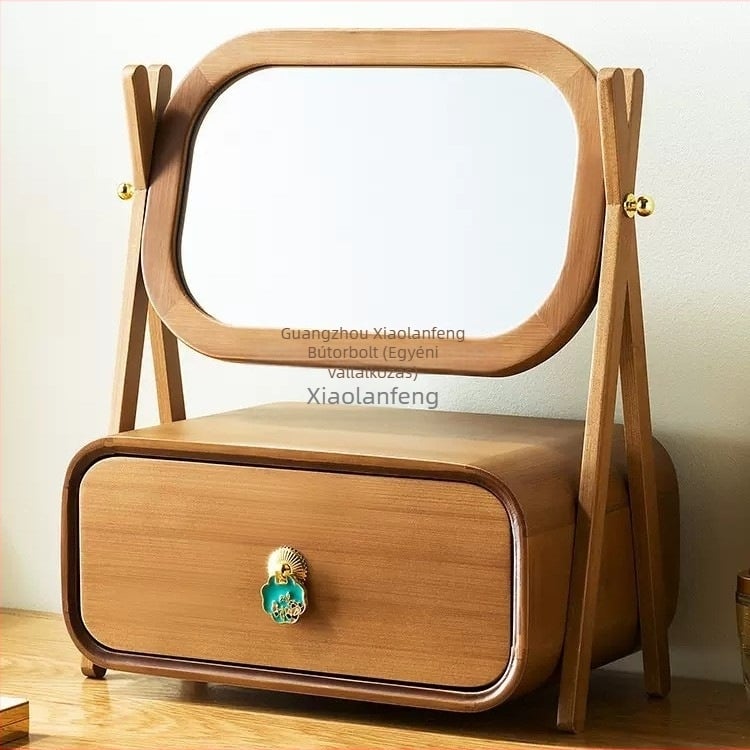 Ékszerdoboz forgó tükrövel – porálló, asztali tároló, 3 rétegű, anyag: papír