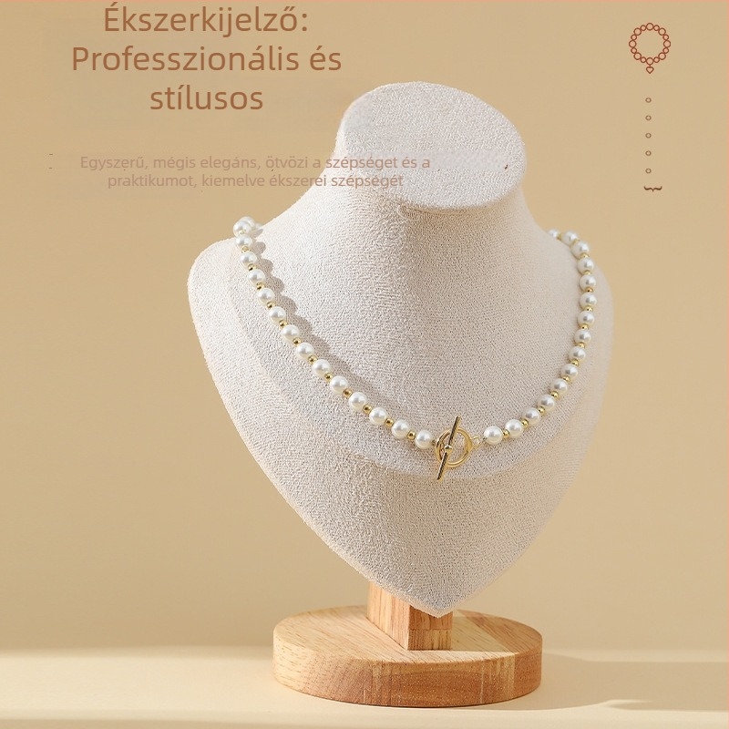 Egyrészes nyaklánc-kiállító állvány bársonyos medál tartóval, ékszer-kiegészítőkkel, ajándékdobozzal, nőies stílusú medál