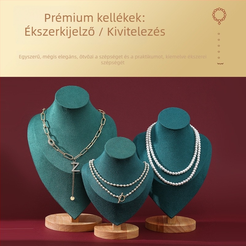 Egyrészes nyaklánc-kiállító állvány bársonyos medál tartóval, ékszer-kiegészítőkkel, ajándékdobozzal, nőies stílusú medál